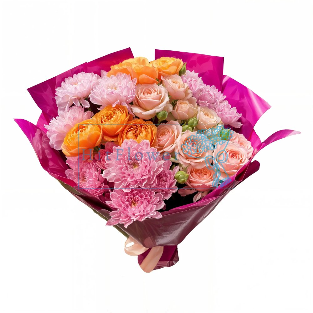 Букет цветов Фейерверк эмоций Букет цветов из: Розы и Хризантемы